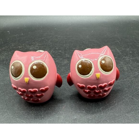 2 Cute Desk Card Picture Photo Holder 3D Retro Pink Owl Figures -S1N - Picture 7 of 7